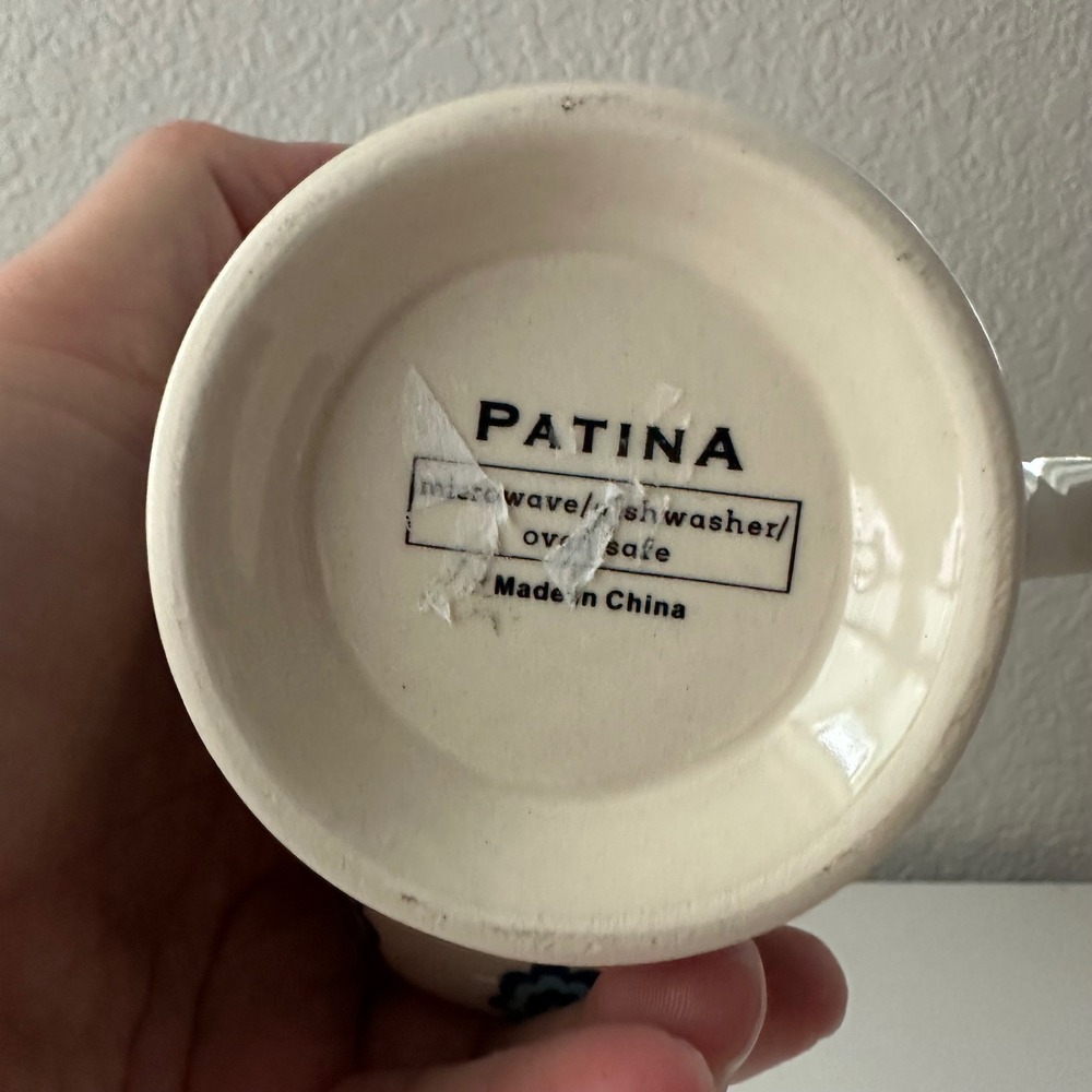 Patina Funny Mug Cream Blue Green Floral Cozy As F*ck Tea Bag Pocket Mug New - Picture 5 of 6